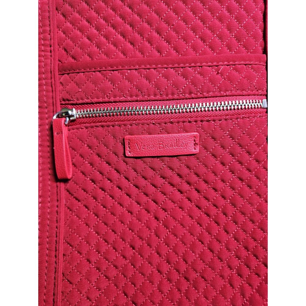 Vera Bradley Red Quilted Tote Bag Zip Closure Inner & Outer Pockets - Picture 2 of 10